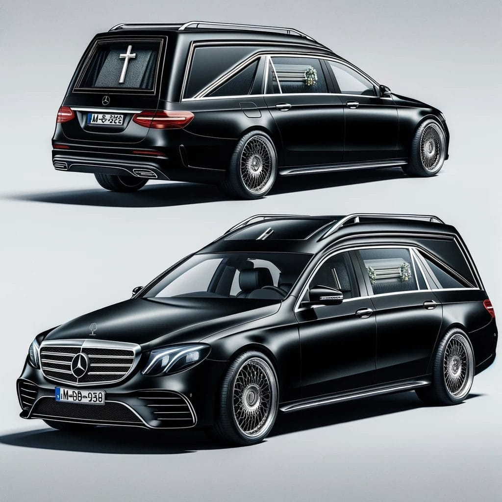 Sort moderne rustvogn til begravelseskørsel